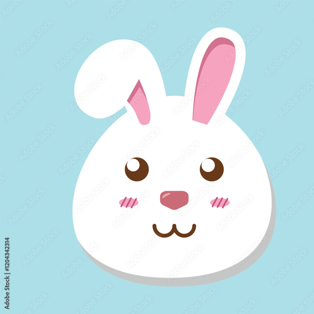 A cute vector illustration of a bunny, rabbit head cartoon A cute vector illustration of a bunny, rabbit head cartoon
