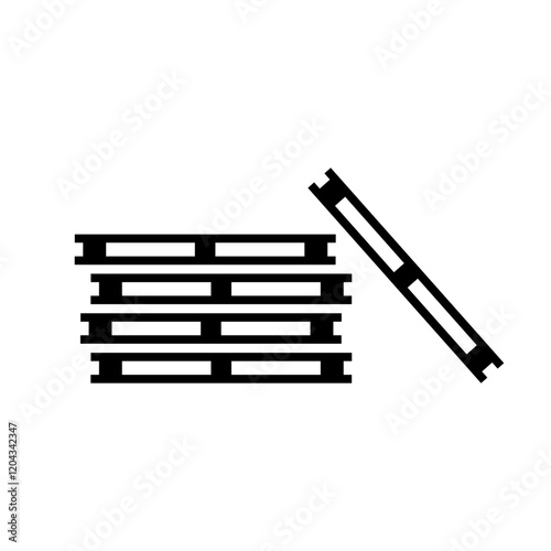 Pallets icon in the flat style. A stack of pallets symbol in black. Simple wooden pallets sign isolated on the white background. Vector illustration for graphic design, Web, UI, mobile app