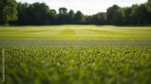 Perfectly Striped Green Lawn with Vibrant Grass and Symmetry photo