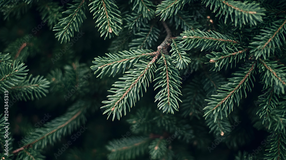 Fresh spruce branches captured in detail, offering a seasonal theme with versatile design possibilities Fresh spruce branches captured in detail, offering a seasonal theme with versatile design possibilities