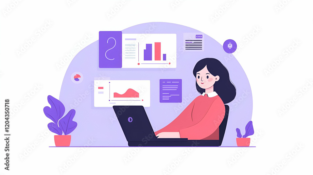 Data Analyst at Work, focused on interpreting complex data sets, surrounded by charts and graphs, immersed in a digital workspace.