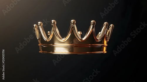 Simple gold crown with minimal design isolated on transparent background