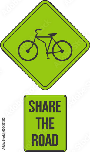 Warning Sign, Bycycle crossing warning, share the road