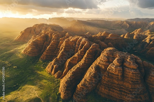 Majestic mountains illuminated by golden sunlight reveal stunnin photo