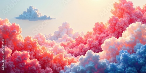 Dreamlike Pastel Cloudscape A Serene Aerial View of Softly Lit, Textured Cumulus Formations