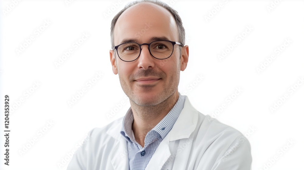 Doctor in white coat, symbolizing professionalism and healthcare. Doctor in white coat, symbolizing professionalism and healthcare.