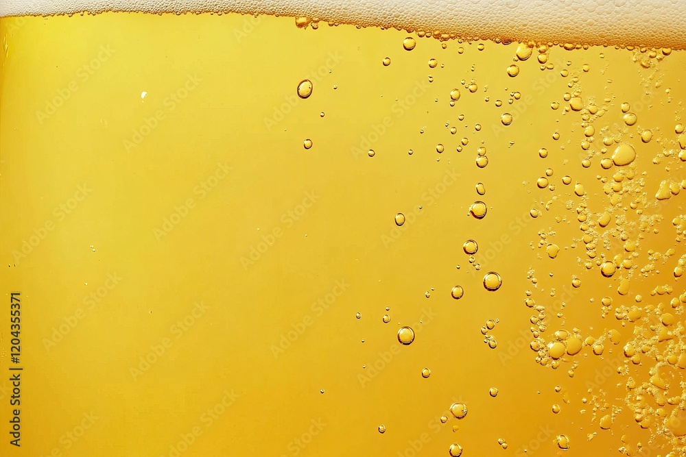 Close-up shots of golden beer with foam and bubbles at the top. AI generated image Close-up shots of golden beer with foam and bubbles at the top. AI generated image