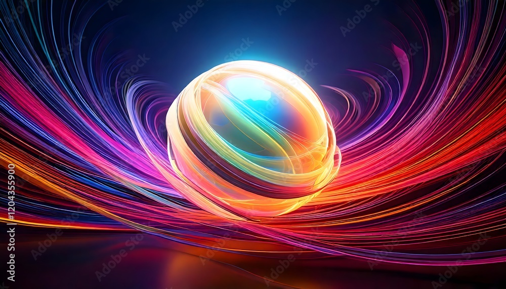 Fototapeta premium Mesmerizing Orb with Radiant Light and Dynamic Energy Waves