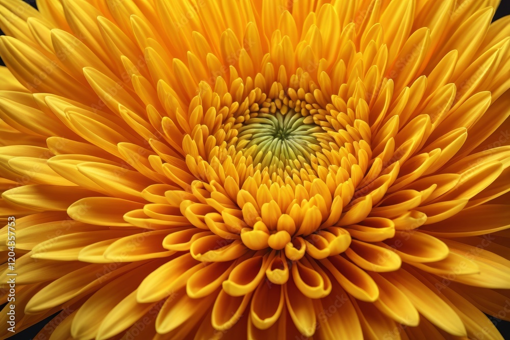 there is a close up of a yellow flower with a green center