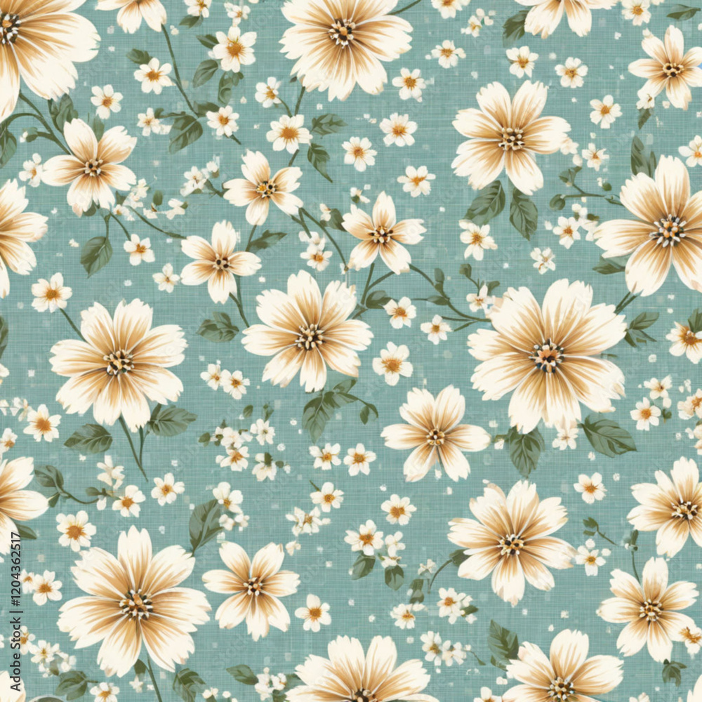 custom made wallpaper toronto digitalTrendy seamless floral textile print. Aerial flora pattern. Summer wildflowers seamless background. Vector,