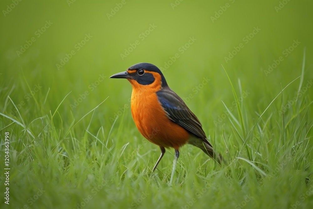 Fototapeta premium there is a small bird standing in the grass on a sunny day