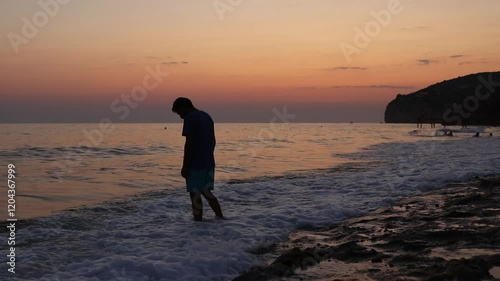 Lonely Alone Man Sadness in Sunset