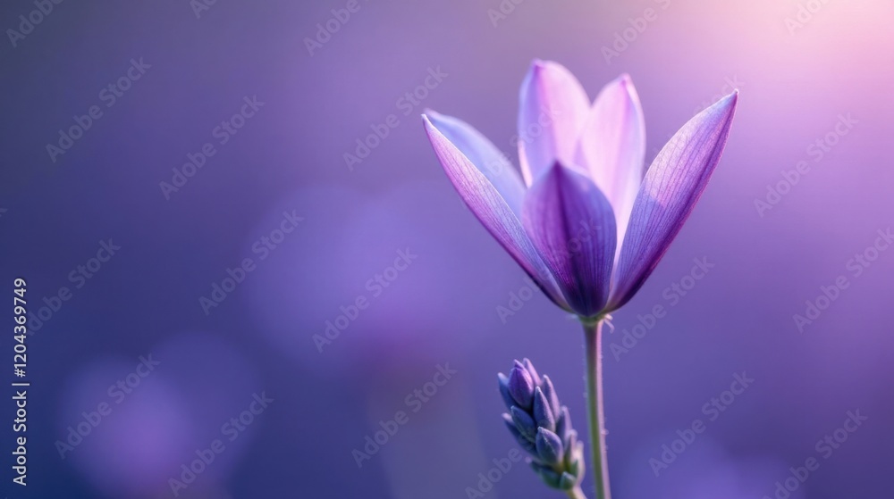 A Delicate Purple Bloom in Soft Light, a Gentle Reminder of Nature's Beauty and Serenity A Delicate Purple Bloom in Soft Light, a Gentle Reminder of Nature's Beauty and Serenity