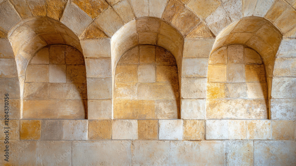 Fototapeta premium Gothic architecture, Close-up image of a ribbed vault ceiling showcasing intricate architectural details in high fidelity.
