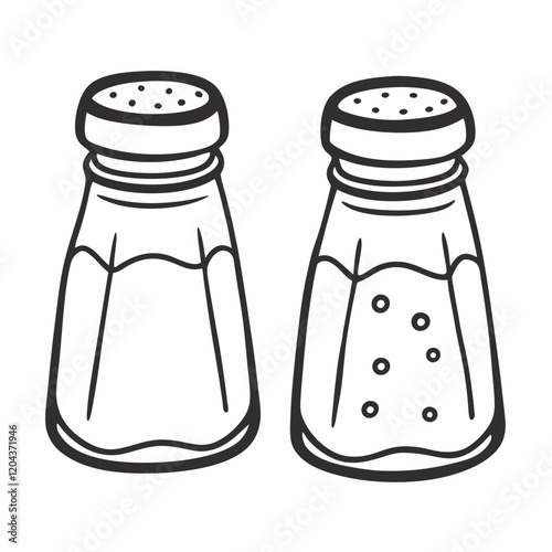 Outline Illustration of Salt and Pepper Shakers for Kitchen Decor