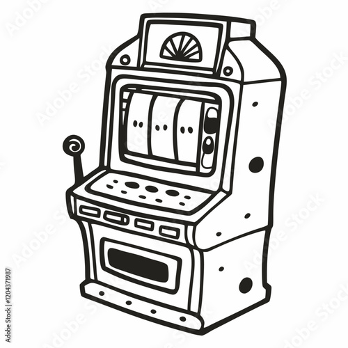 Vintage Slot Machine Illustration Retro Gambling Vector Art