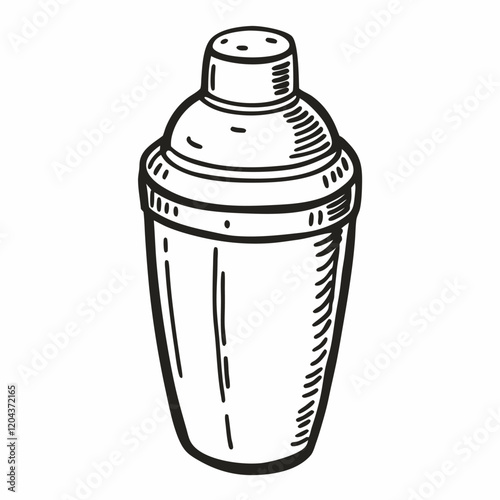 Hand Drawn Vintage Cocktail Shaker Vector Illustration for Mixology Designs