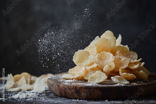 Crispy Parmesan truffle potatoes, a luxurious food photography subject photo