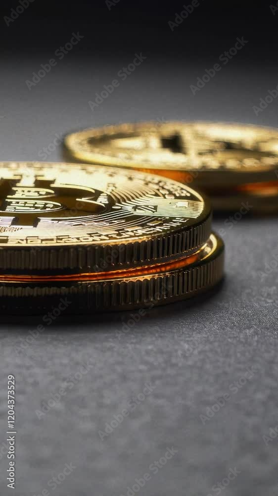 A Detailed CloseUp of Various Cryptocurrency Coins Located on a Dark Surface Background