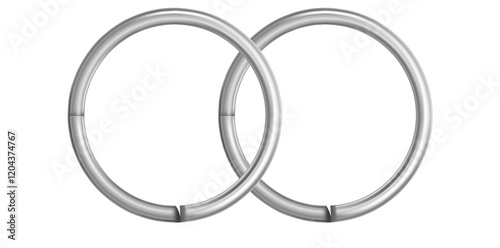 Realistic Silver Metal Rings Vector Illustration.	