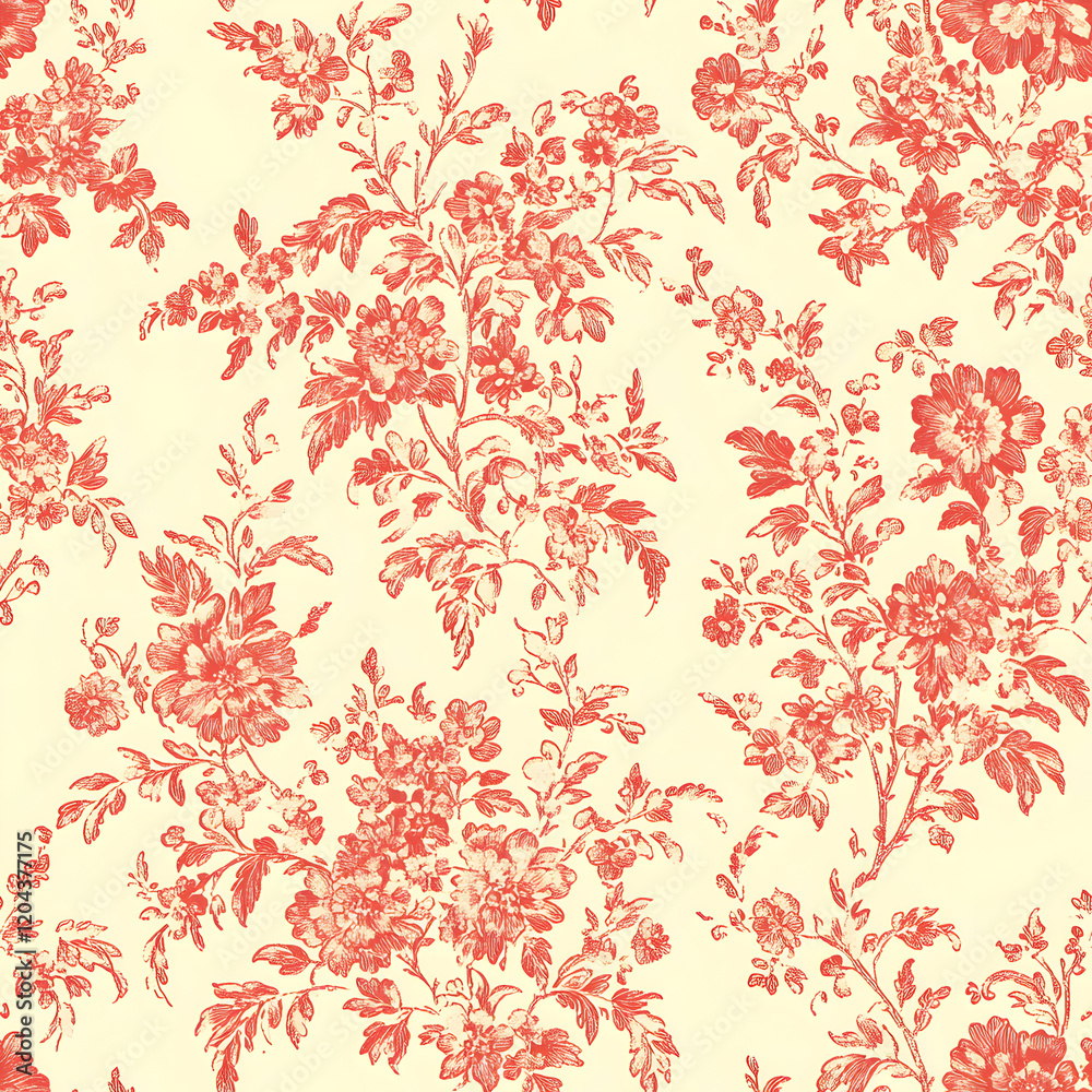 Red Chinoiserie Seamless Pattern Digital Paper - Elegant Oriental Floral Design Red Chinoiserie Seamless Pattern Digital Paper - Elegant Oriental Floral Design