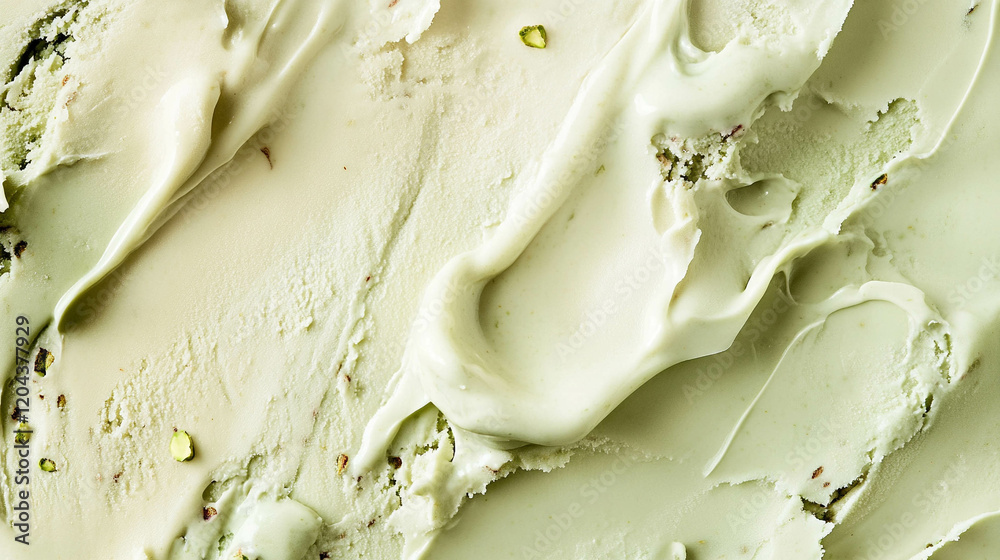 Pistachio ice cream texture close-up