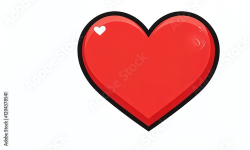 Bright red heart shape with glossy finish on plain background representing love and affection. Valentine’s Day, date, engagement, love, wedding, background