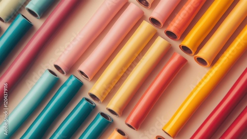 Colorful Arrangement of Rolled Vinyl Sheets