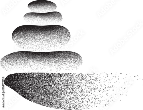Balance concept .Stack of stones. Balancing stones . Spa rock tower. Minimal art design . Balance of irregular gritty. Harmony symbol. Spa stones in balance .Zen stones .Pebble tower .vector 