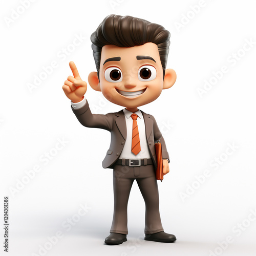 PNG of a happy 3d cartoon business man on transparent white background