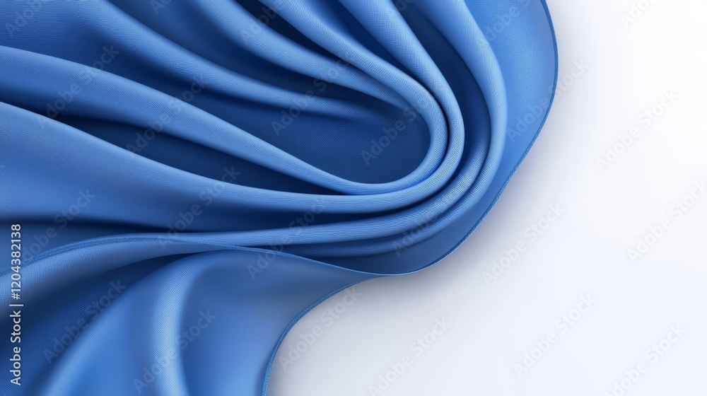 Obraz premium Bright Blue Textile Macro Background - Swirling blue fabric, bright, smooth texture, elegant design, luxurious feel, abstract art.