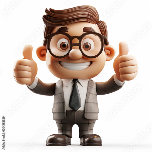 PNG of a happy 3d cartoon business man on transparent white background