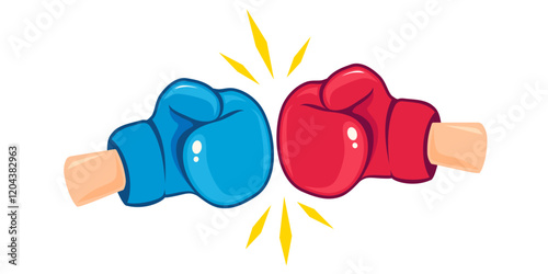 Vector vintage emblem for boxing with gloves.