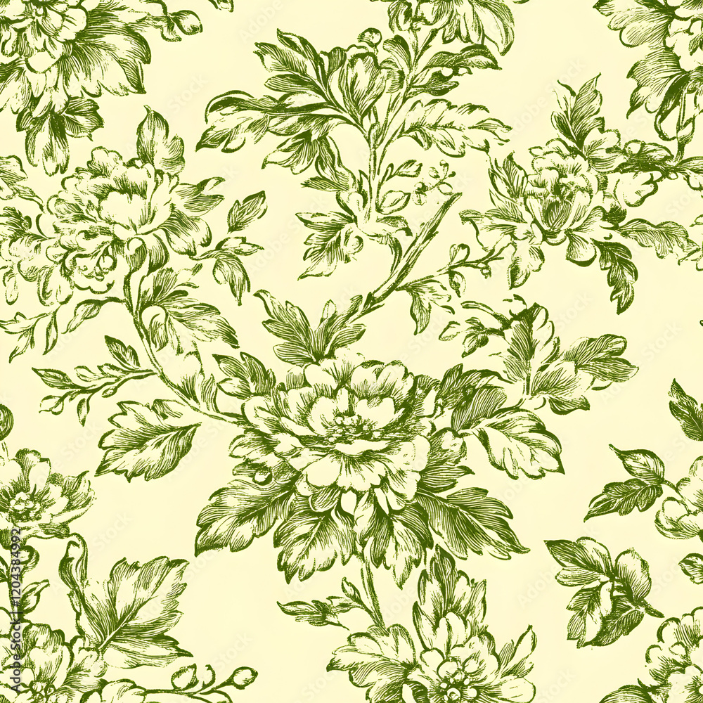 Green Chinoiserie Seamless Pattern Digital Paper Green Chinoiserie Seamless Pattern Digital Paper