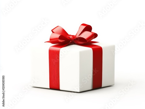 Vibrant holiday gift box tied with a striking red bow, surrounded by a festive winter theme, showcasing luxurious wrapping and cheerful design perfect for seasonal gifting