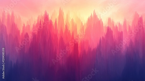 Abstract landscape with vibrant pink and purple hues, evoking a dreamy sunset over mountains
