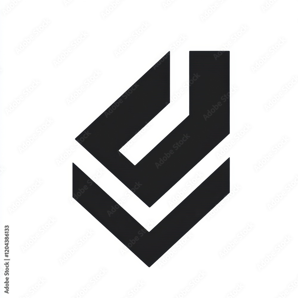 Unique geometric shape resembling a letter design with sharp angles and bold contrast on a plain background. Generative AI Unique geometric shape resembling a letter design with sharp angles and bold contrast on a plain background. Generative AI