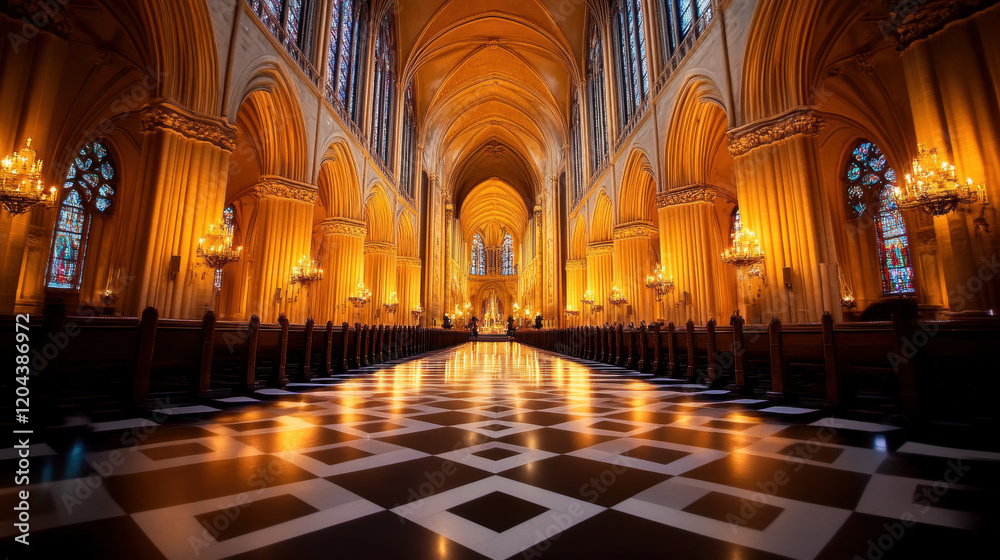 Fototapeta premium Gothic architecture, Gothic architecture image featuring chaotic elements, high fidelity, and a stylish design, suitable for stock image applications.