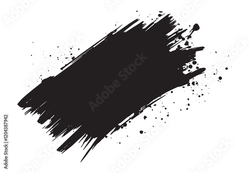 Best Grunge Badge Brush Hand Drawn Black Sticker Black Brush Stroke Vector Illustration for Creative Designs.
