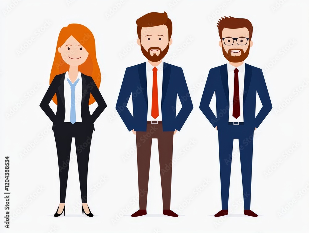 Confident business team of five men and women in corporate attire, standing together with determined expressions on a white background, symbolizing leadership, collaboration, and corporate excellence Confident business team of five men and women in corporate attire, standing together with determined expressions on a white background, symbolizing leadership, collaboration, and corporate excellence
