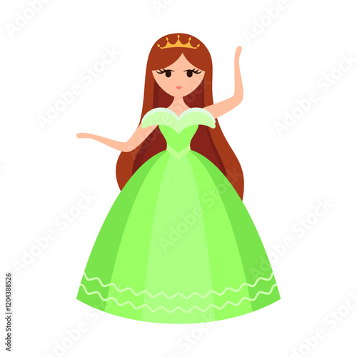 Quinceanera princess character. Young girl in a fluffy dress with a crown.