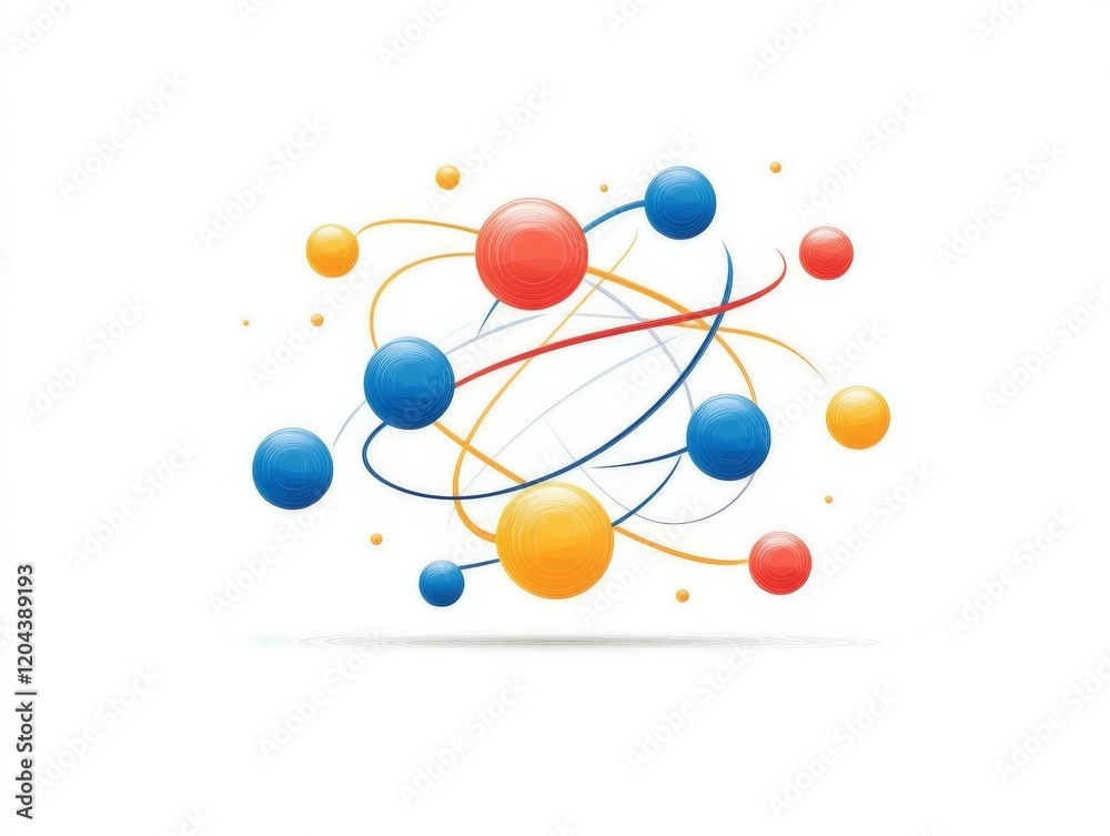 Abstract 3D molecular structure with multicolored spheres connected by lines, representing scientific research, molecular biology, and advanced data visualization in educational and research settings Abstract 3D molecular structure with multicolored spheres connected by lines, representing scientific research, molecular biology, and advanced data visualization in educational and research settings