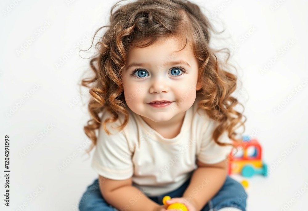 Girl's portrait with curly hair and bright blue eyes Girl's portrait with curly hair and bright blue eyes