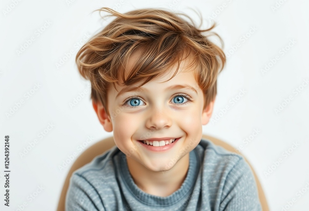 Studio portrait of a happy 6-year-old boy with a warm smile Studio portrait of a happy 6-year-old boy with a warm smile