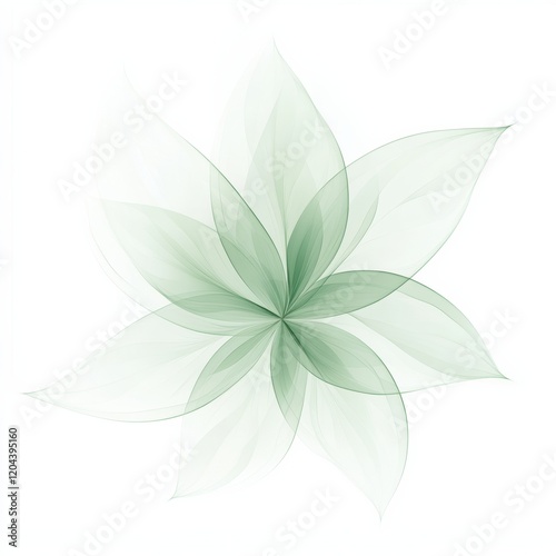 Delicate green flower design created with translucent leaves, illustrating gentle beauty and simplicity. Generative AI