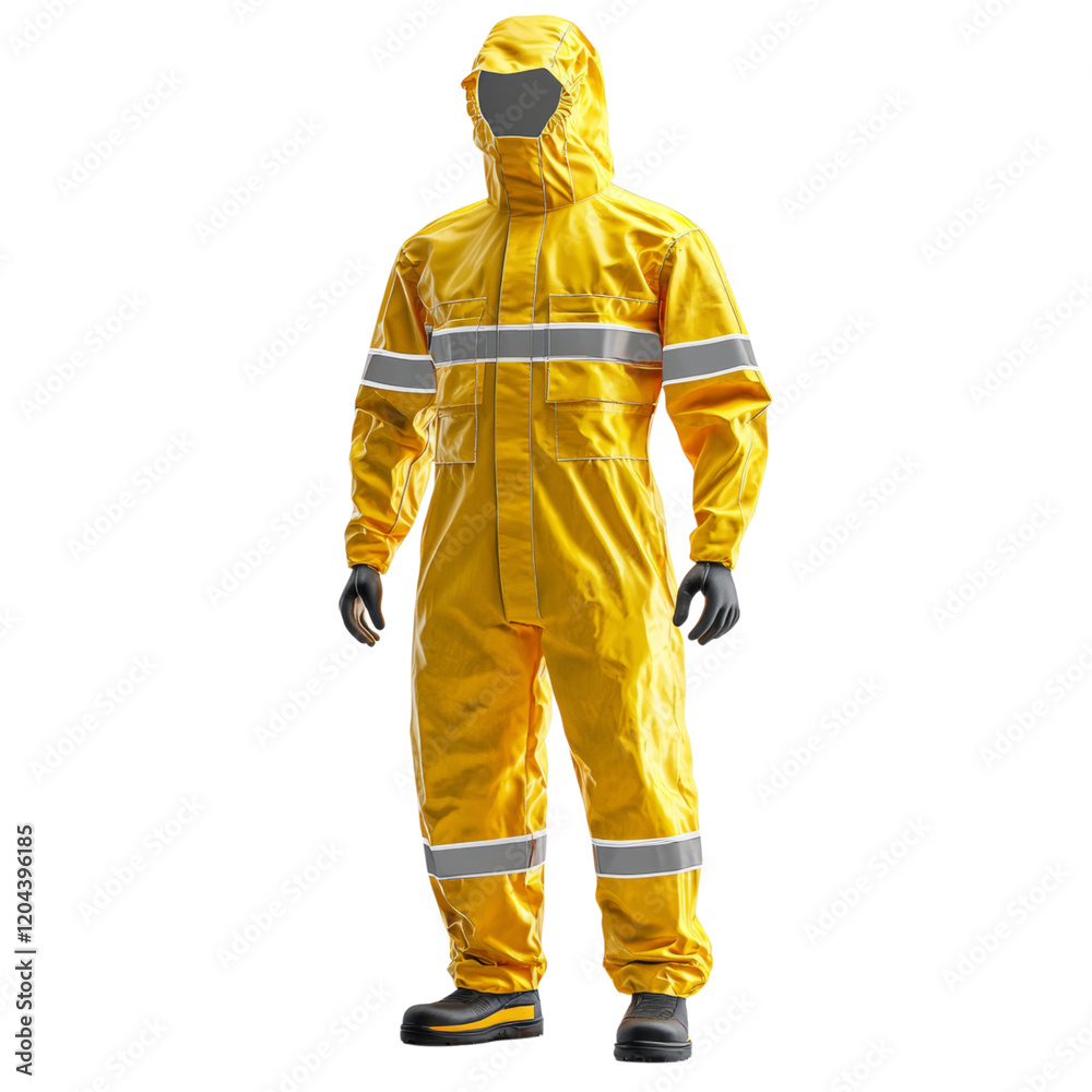 Bright Yellow Safety Suit for Hazardous Environments Isolated on transparent background Bright Yellow Safety Suit for Hazardous Environments Isolated on transparent background