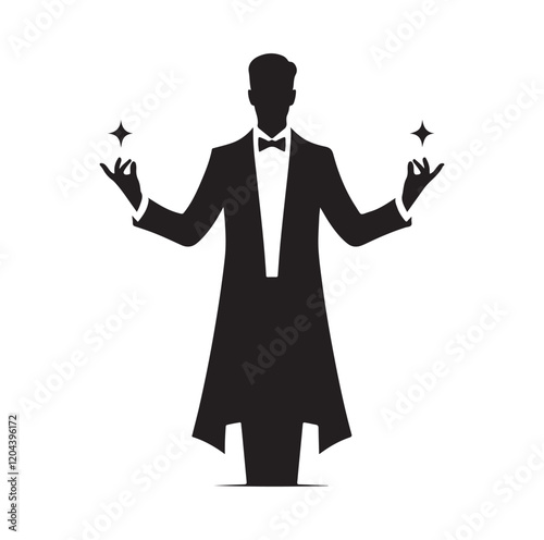 Magician pose silhouette vector illustration