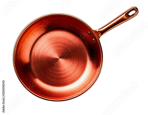 copper frying pan isolated on white