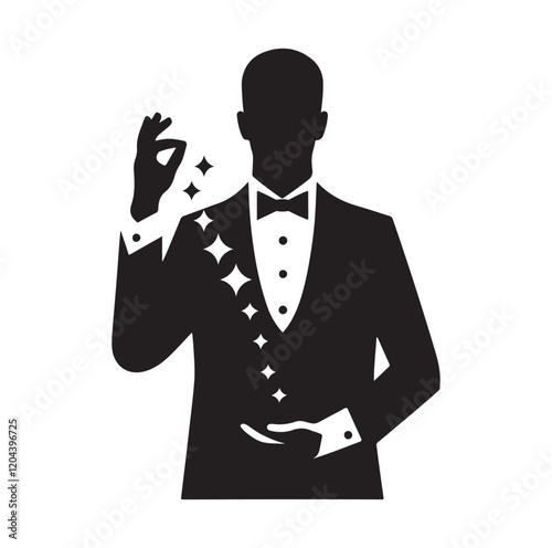 Magician pose silhouette vector illustration