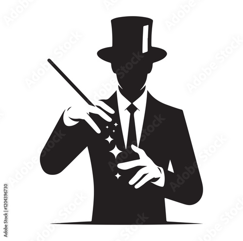 Magician pose silhouette vector illustration